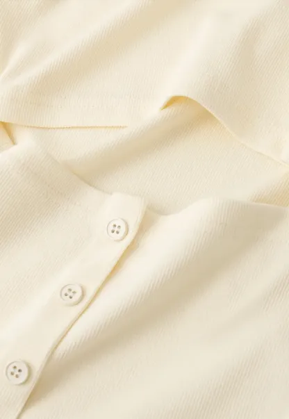 Short Sleeve Crop Top with Back Buttons