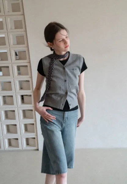 Wide Leg Denim Shorts with Belt and Back Pockets