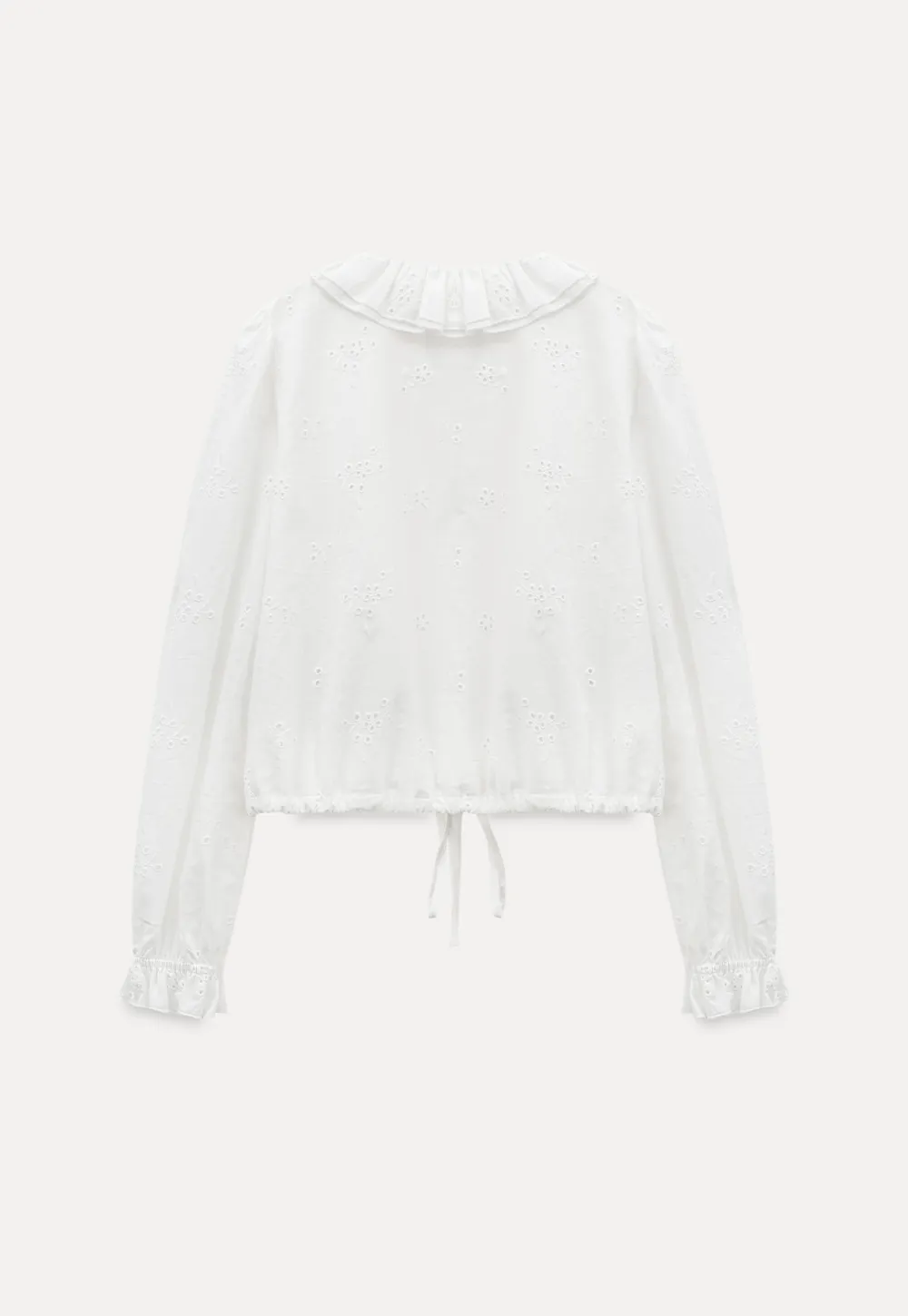 Ruffled Collar Long Sleeve Button Up Shirt