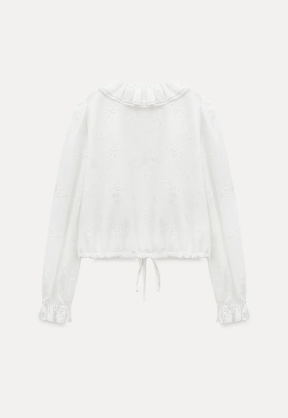 Ruffled Collar Long Sleeve Button Up Shirt