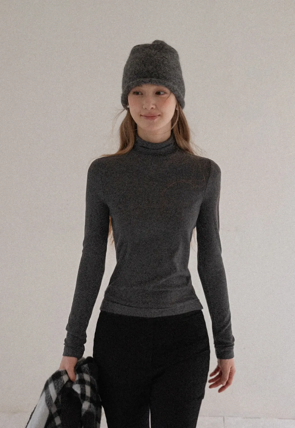 Women Soft Knit Turtleneck Slim Fit Shirt