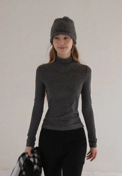Women Soft Knit Turtleneck Slim Fit Shirt