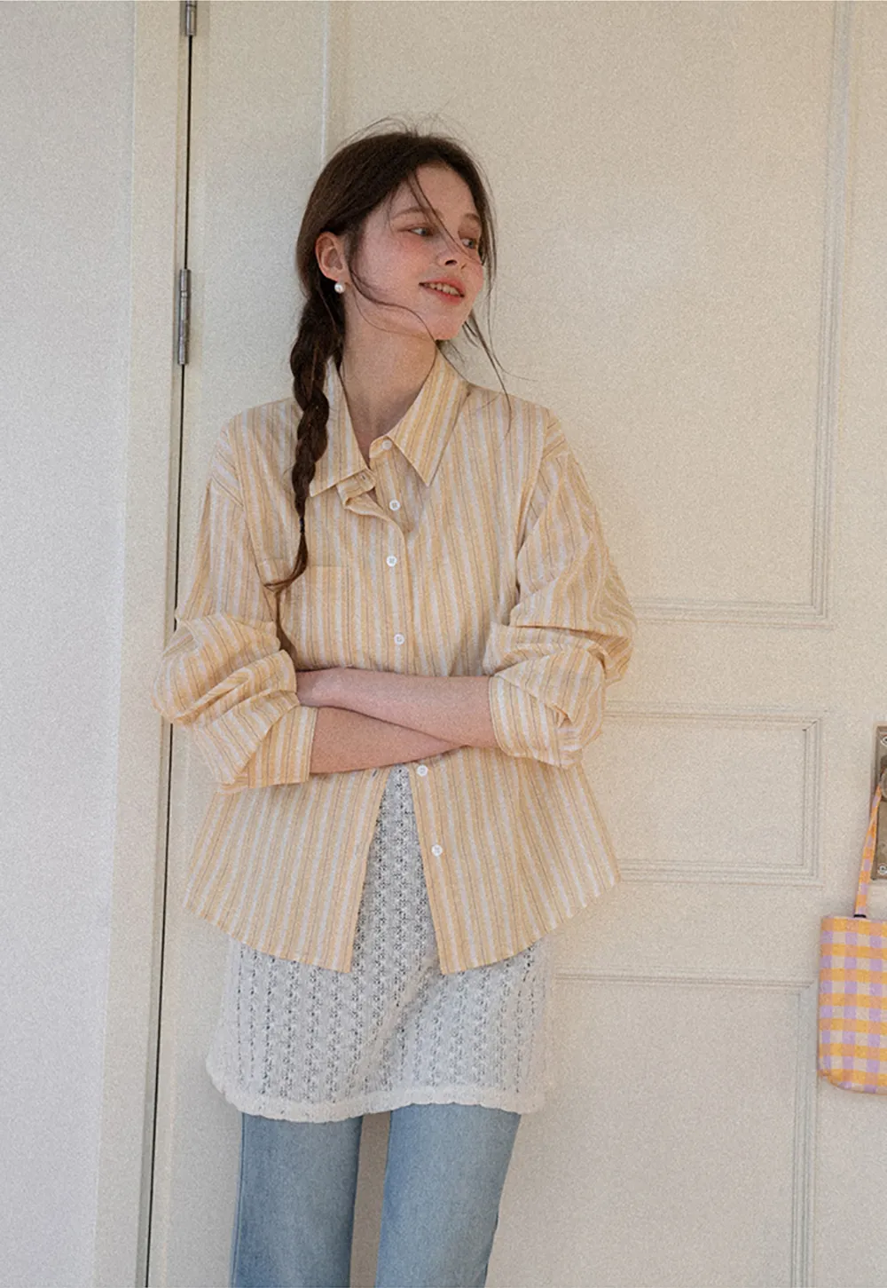 Striped Oversized Shirt with Button Detailing