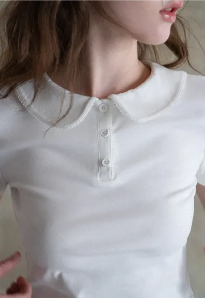 Short Sleeve Collared Button Front T Shirt