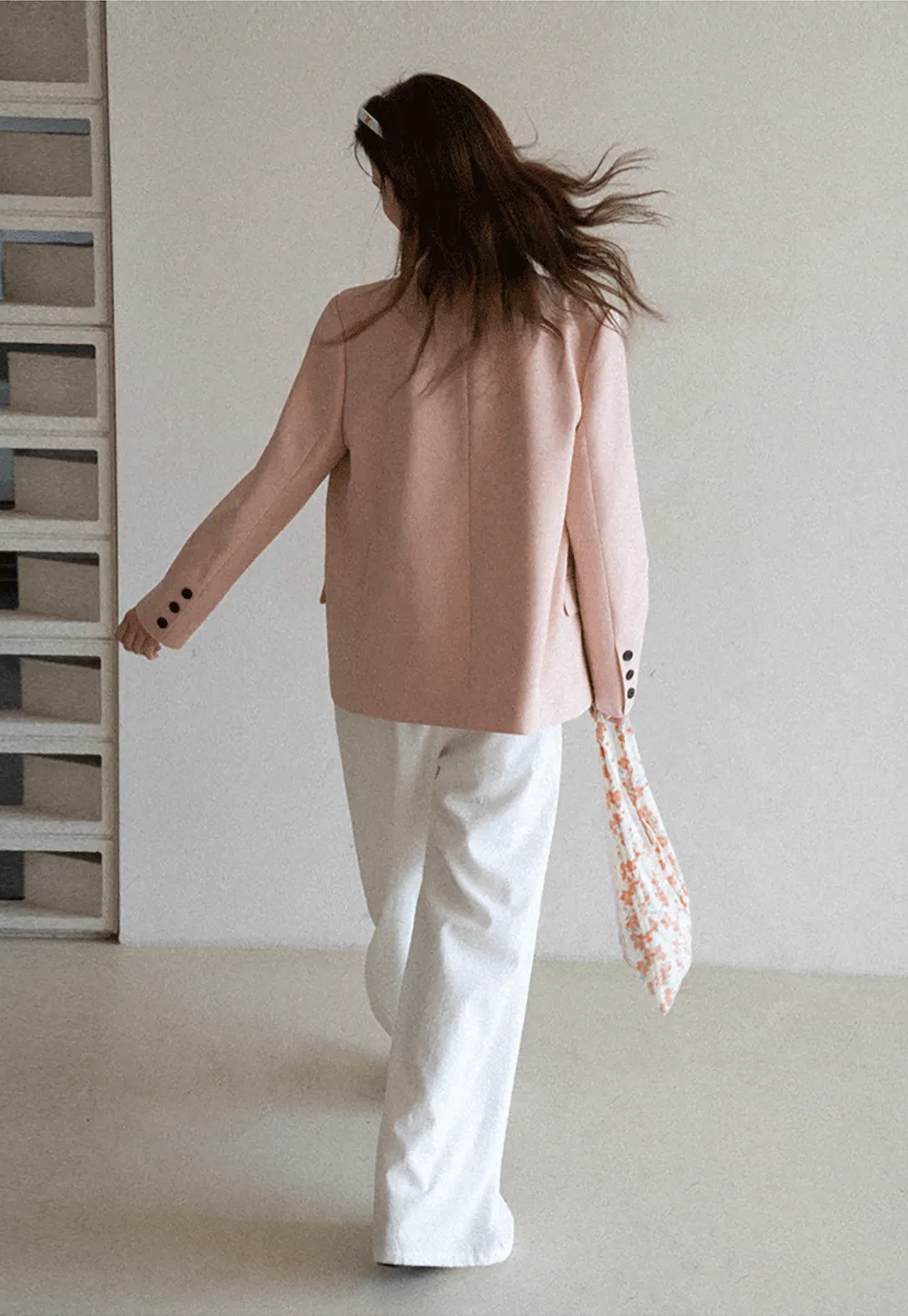 Short Jacket with Notched Collar and Sleeve Buttons