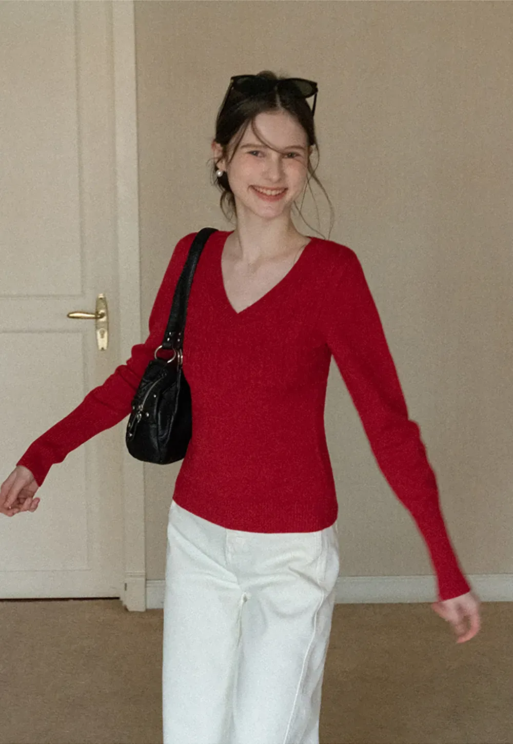 Wide leg high waist denim jeans with belt loop design