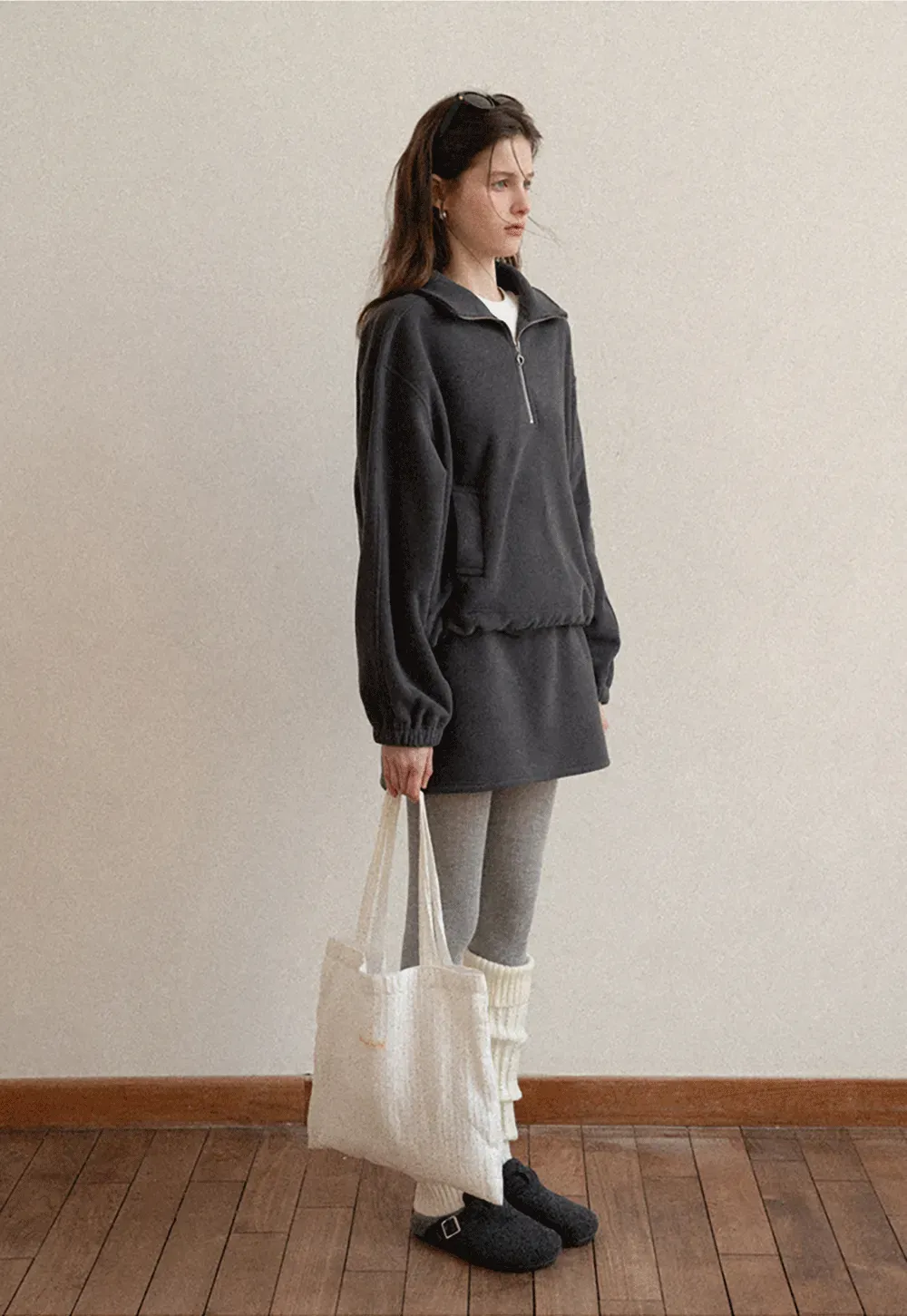 Fleece Mini Skirt Elastic Waist Casual Wear