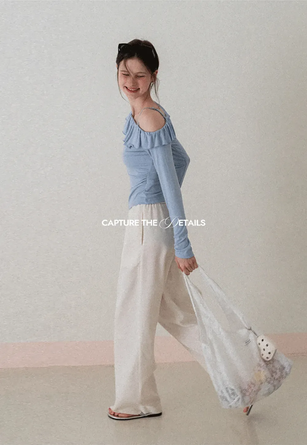 Long Sleeve Top with Ruffled Off Shoulder Design