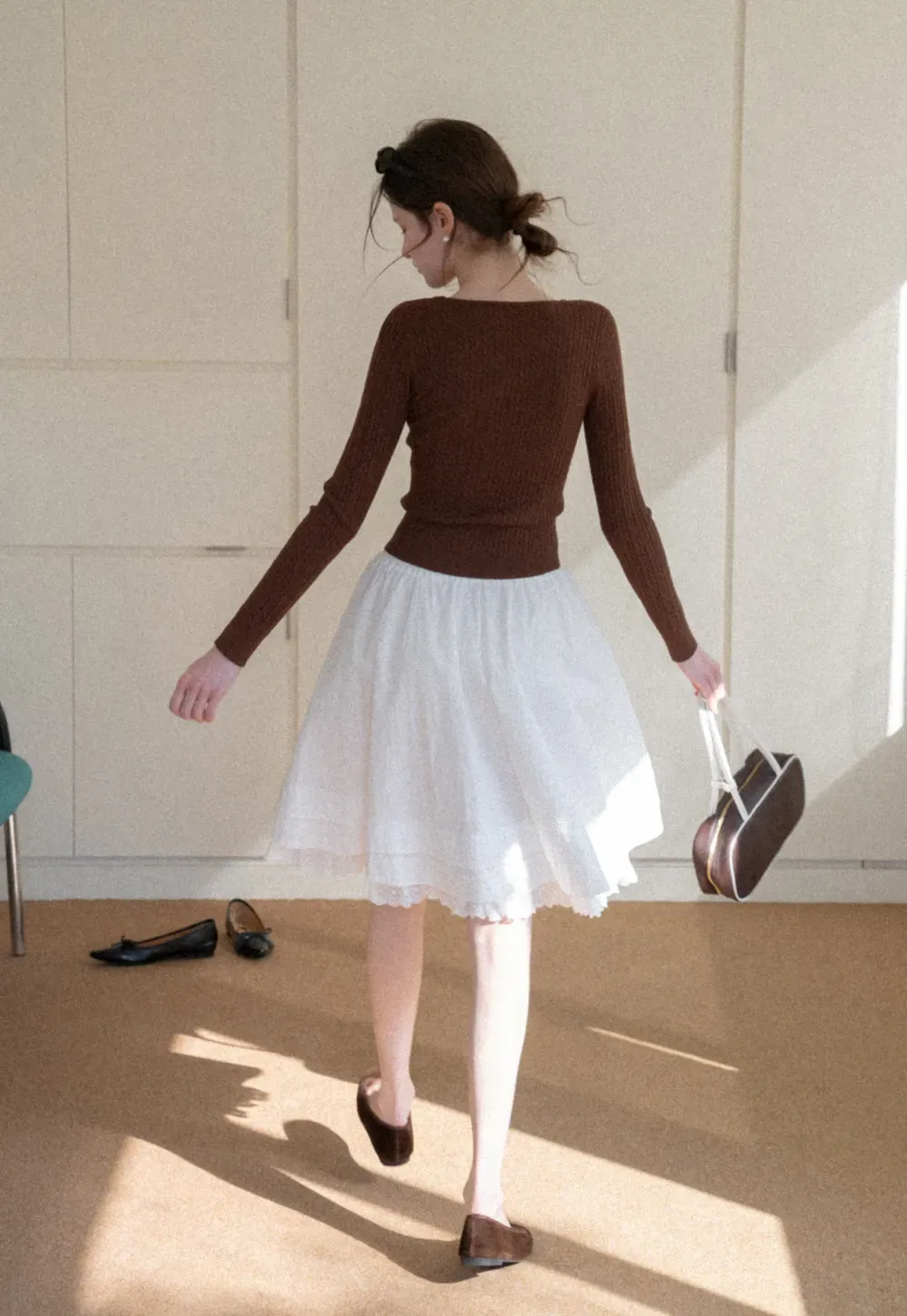 V Neck Cable Knit Sweater Top