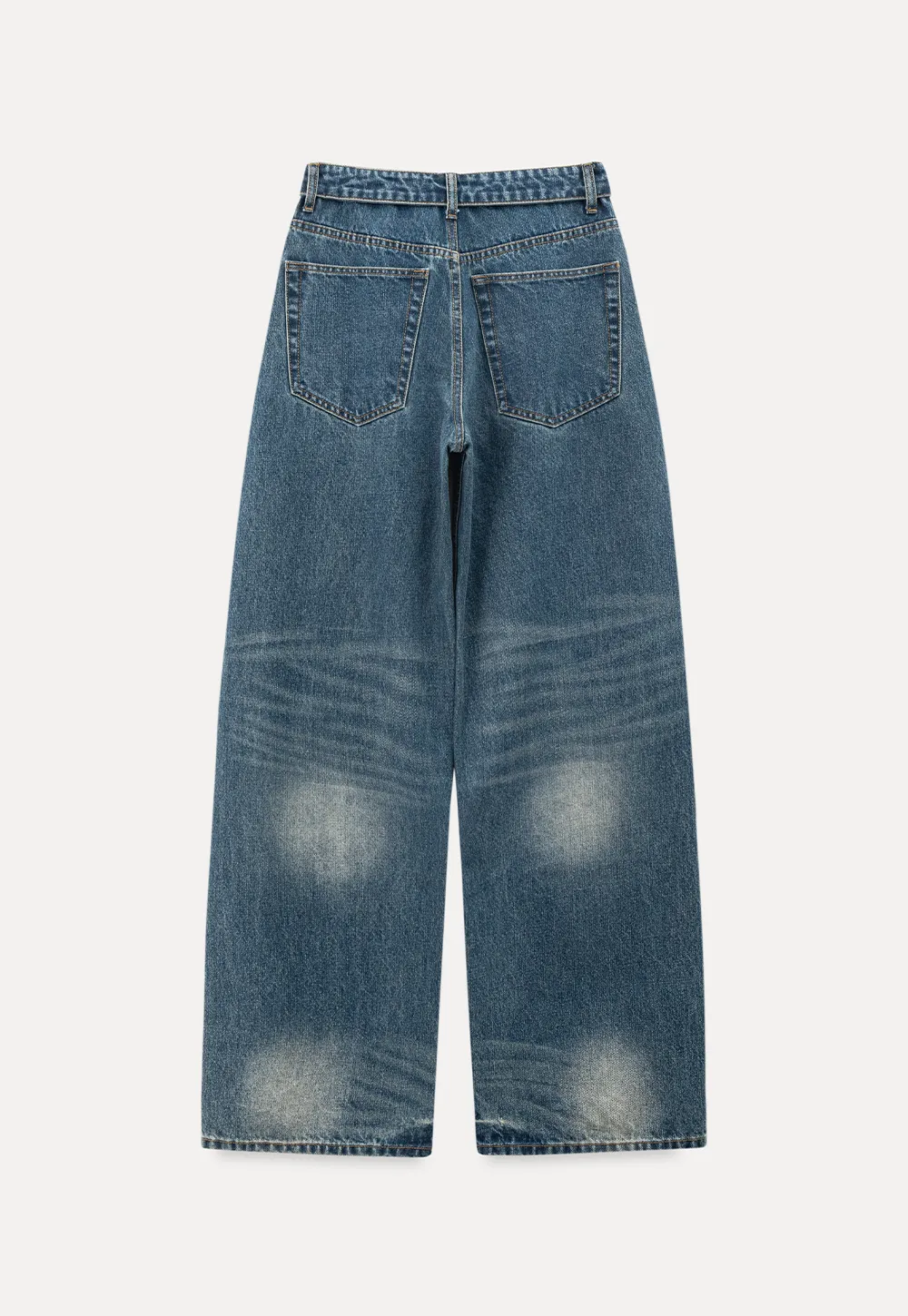 Wide leg high waist denim jeans with faded wash design