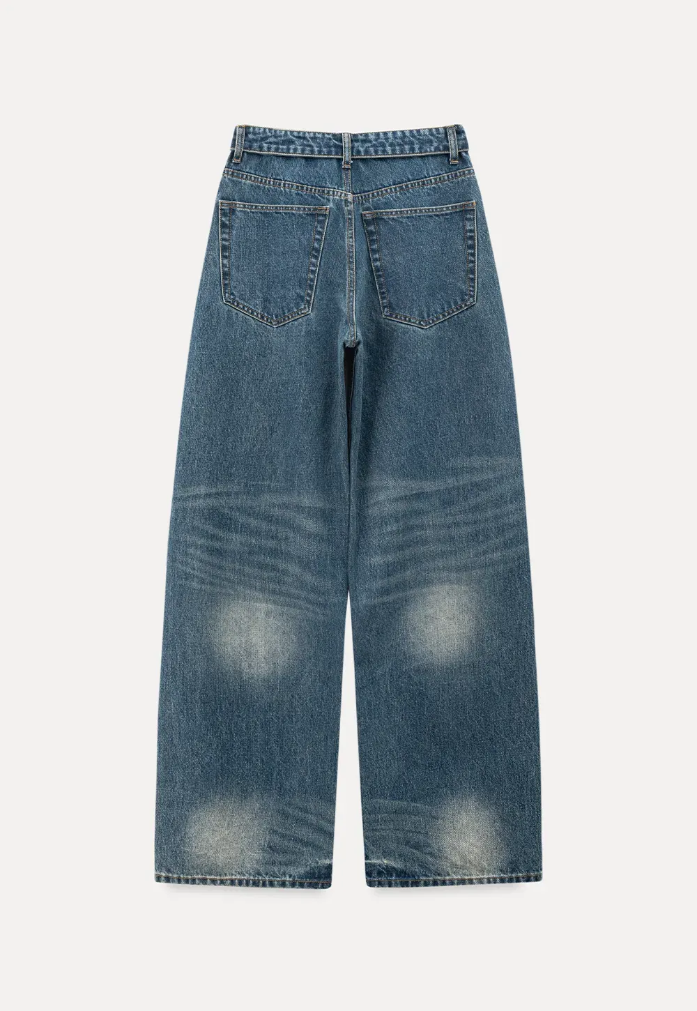 Wide leg high waist denim jeans with faded wash design