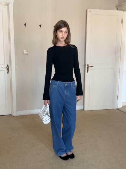 Women Slim Fit Long Sleeve Ribbed Knit Top