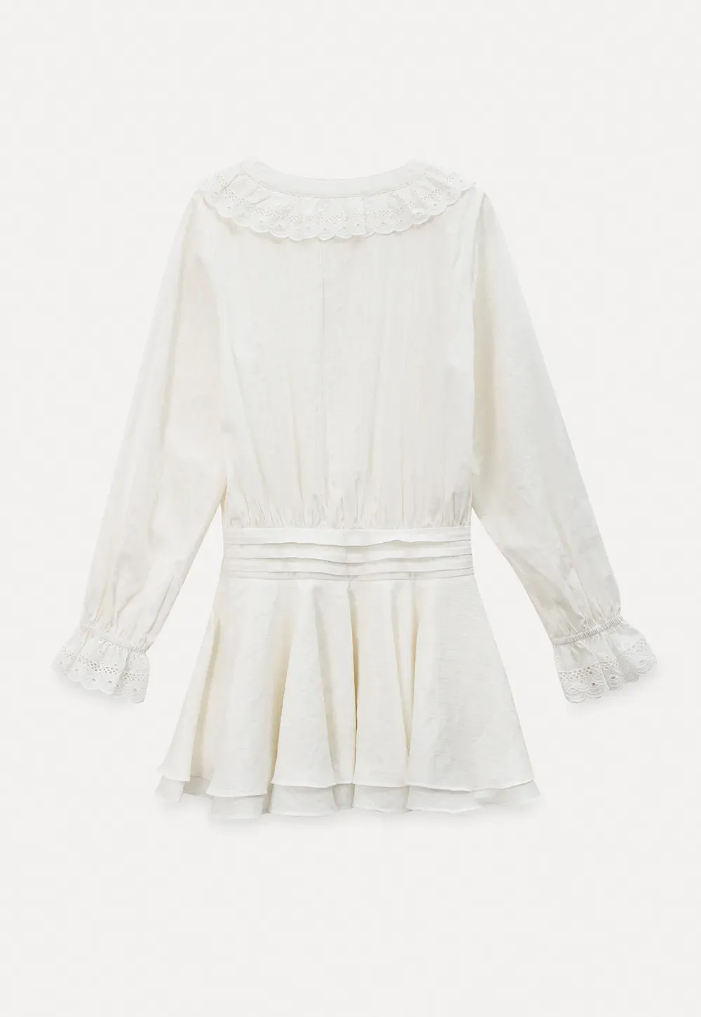 Long sleeve dress with lace collar and tie front