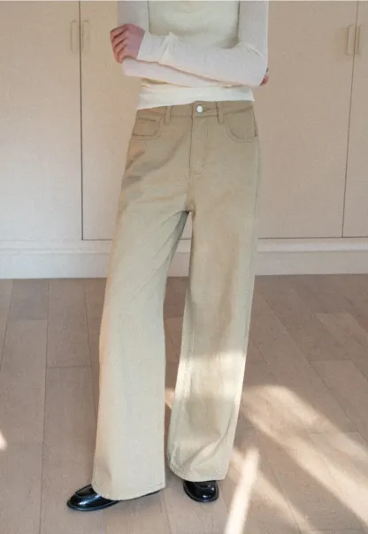 Wide leg high waist denim pants