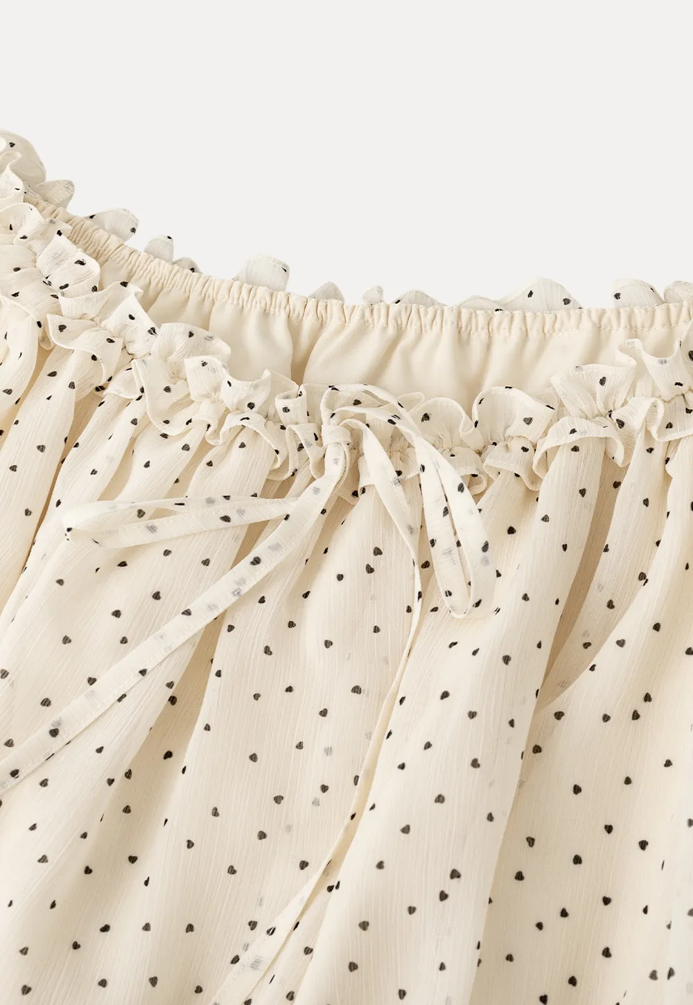 Polka Dot Ruffled Off Shoulder Chiffon Blouse