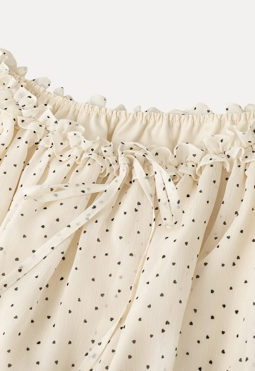 Polka Dot Ruffled Off Shoulder Chiffon Blouse