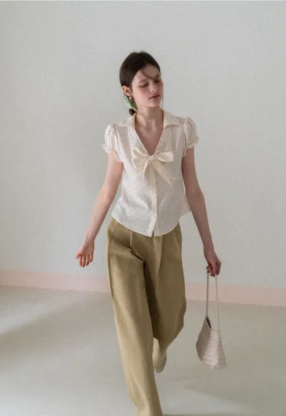 Wide Leg Pleated Casual Pants