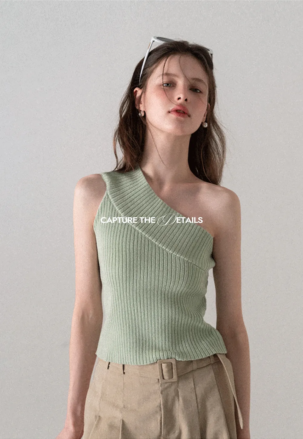 Asymmetrical Ribbed Knit Sleeveless Top