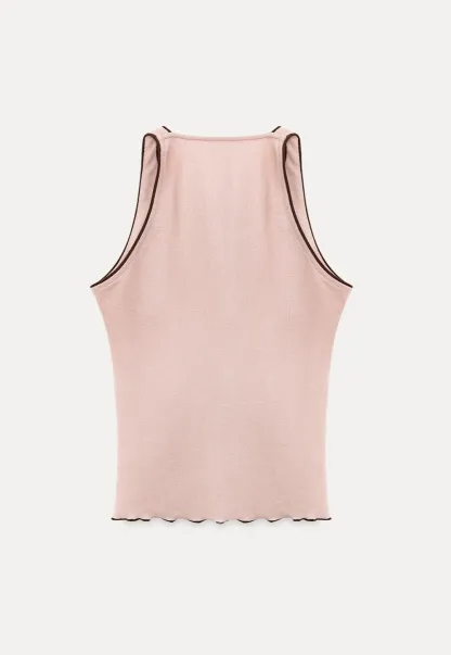 Halter neck tank top with thin straps and bow detail