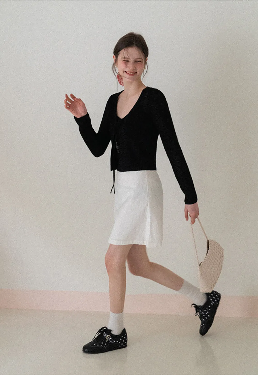 A-line mini skirt with front darts and clean hem