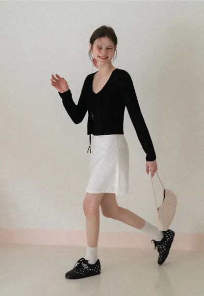 A-line mini skirt with front darts and clean hem