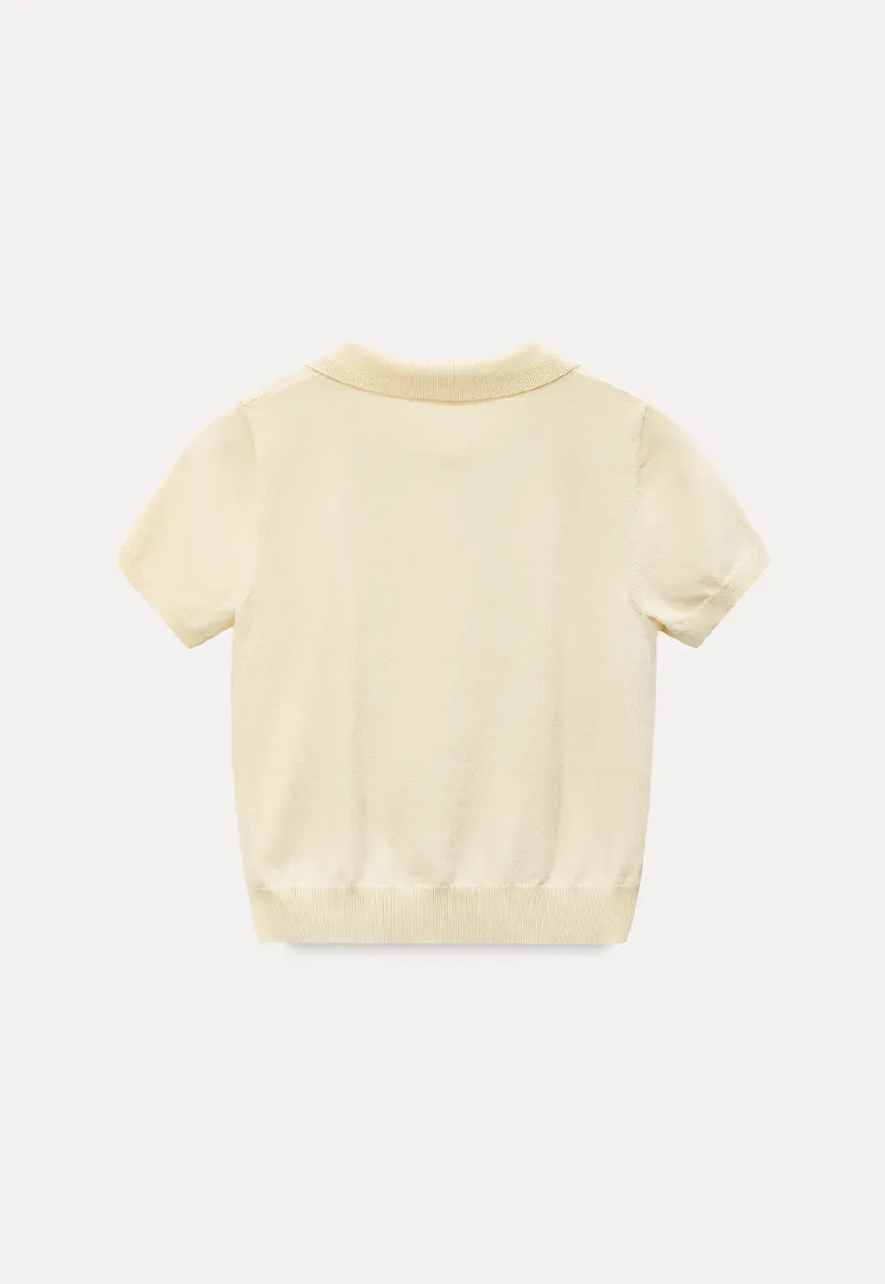 Short Sleeve Knit Top with Collar and Drawstring