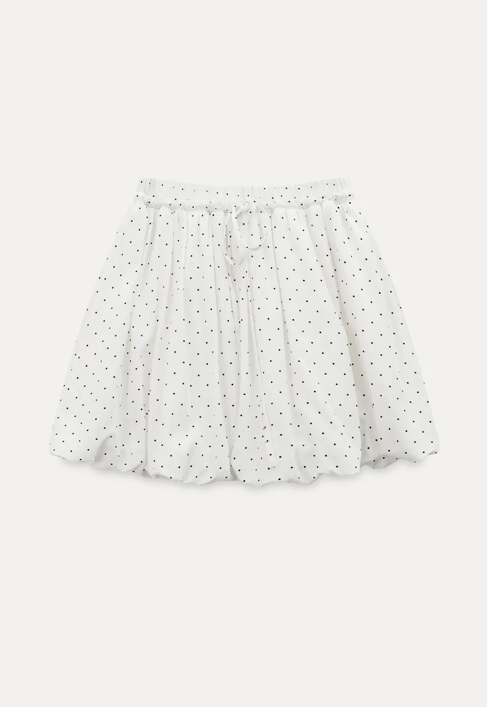 Polka dot pleated mini skirt with drawstring waist