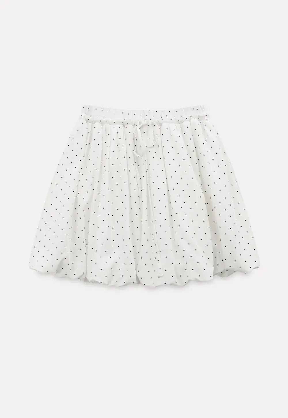 Polka dot pleated mini skirt with drawstring waist