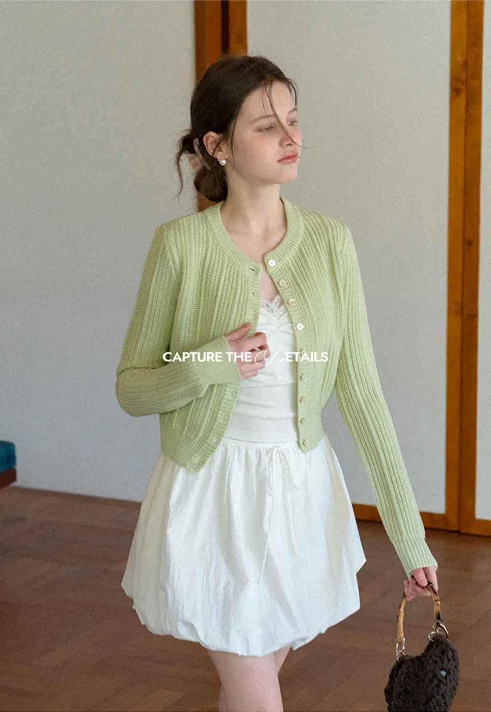 Ribbed Knit Cardigan with Button Closure