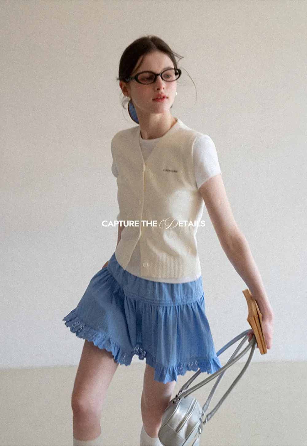 Knitted Vest with Button Closure and Embroidery