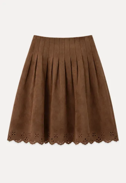 Pleated Skirt with Laser Cut Floral Hem