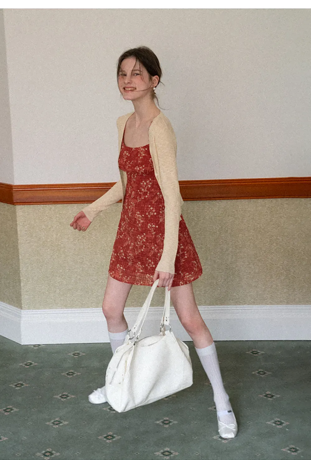 Floral Print Slip Dress with Thin Straps