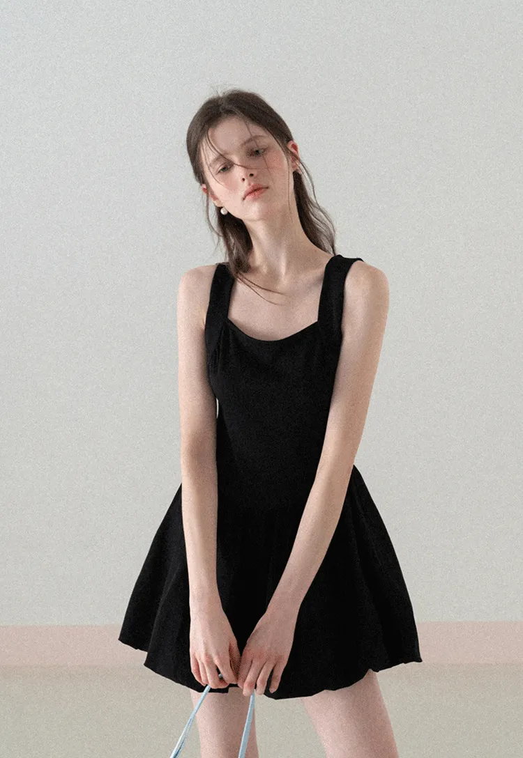 Sleeveless Square Neck Flared Mini Dress