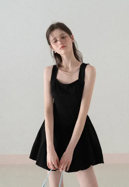 Sleeveless Square Neck Flared Mini Dress