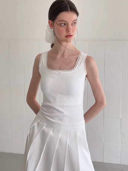 Lace Trim Square Neck Tank Top