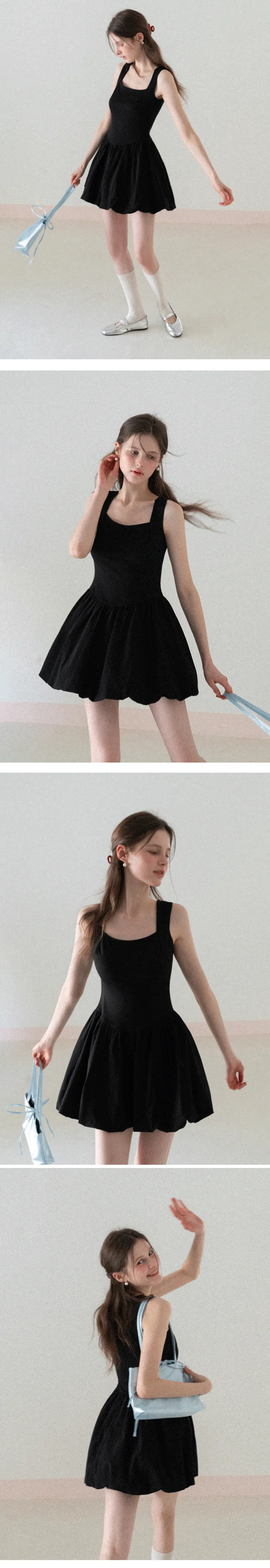 Sleeveless Square Neck Flared Mini Dress