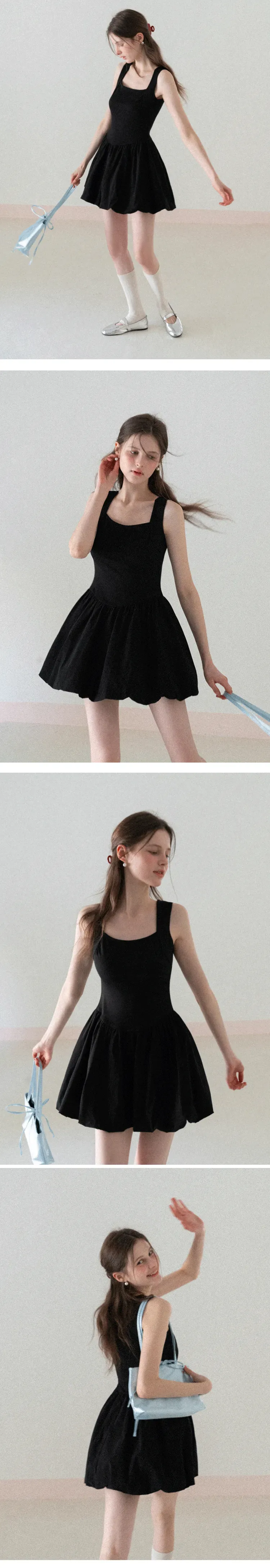 Sleeveless Square Neck Flared Mini Dress