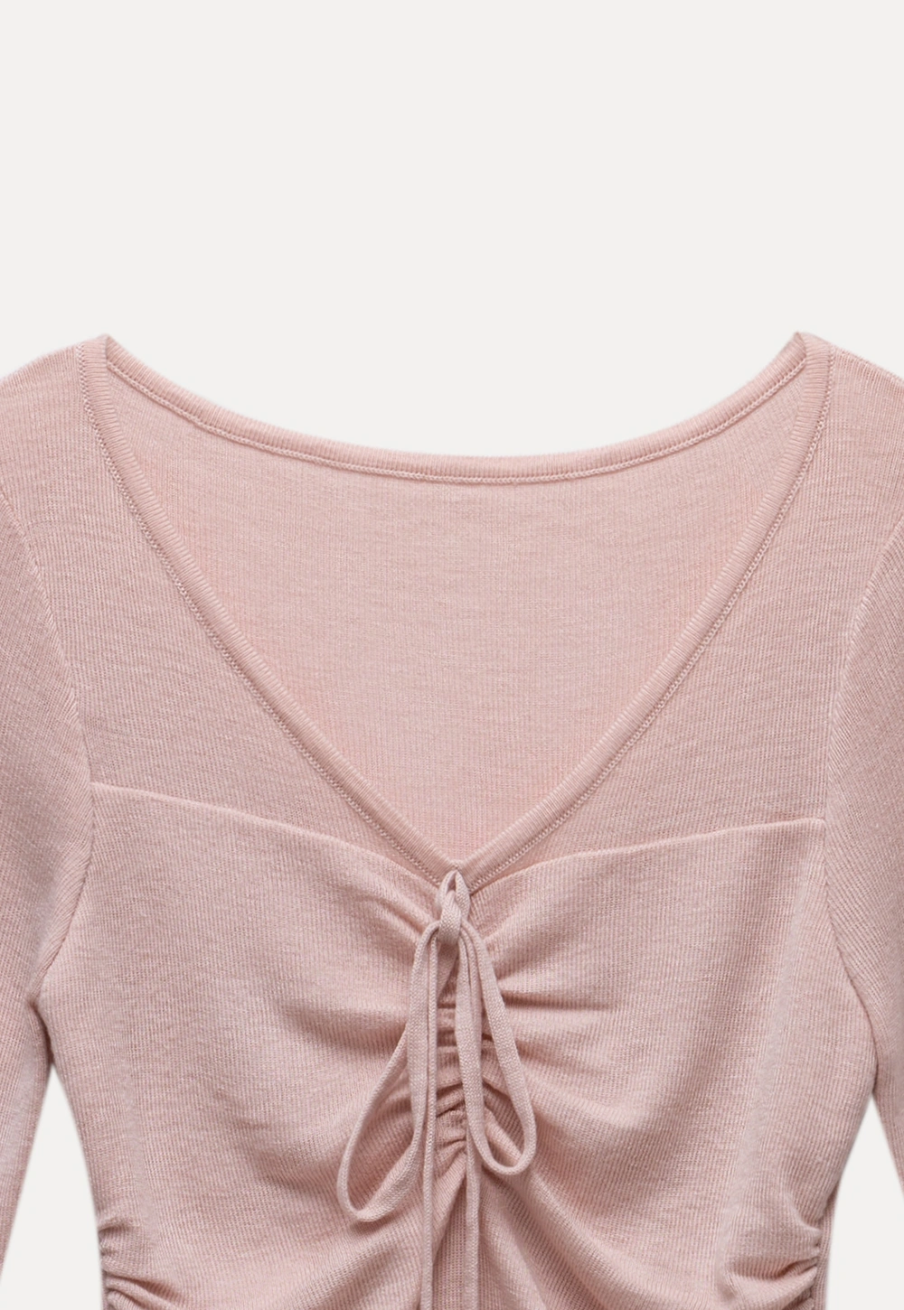 Ruched V Neck Long Sleeve Top