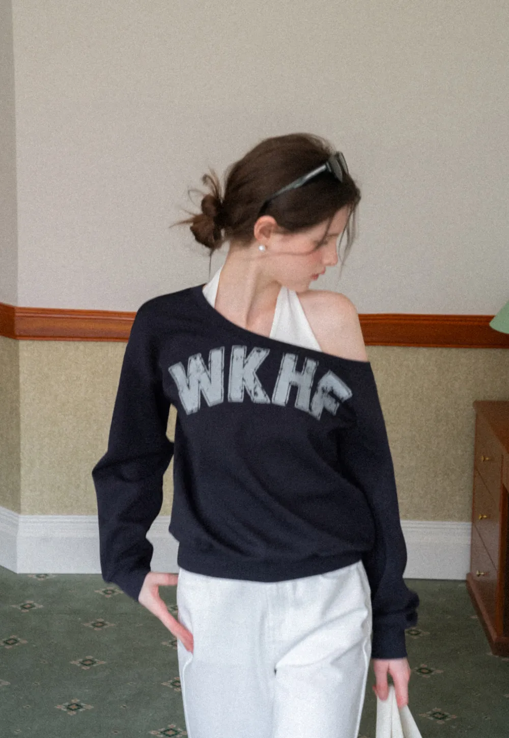 Off Shoulder Sweatshirt with Halter Top