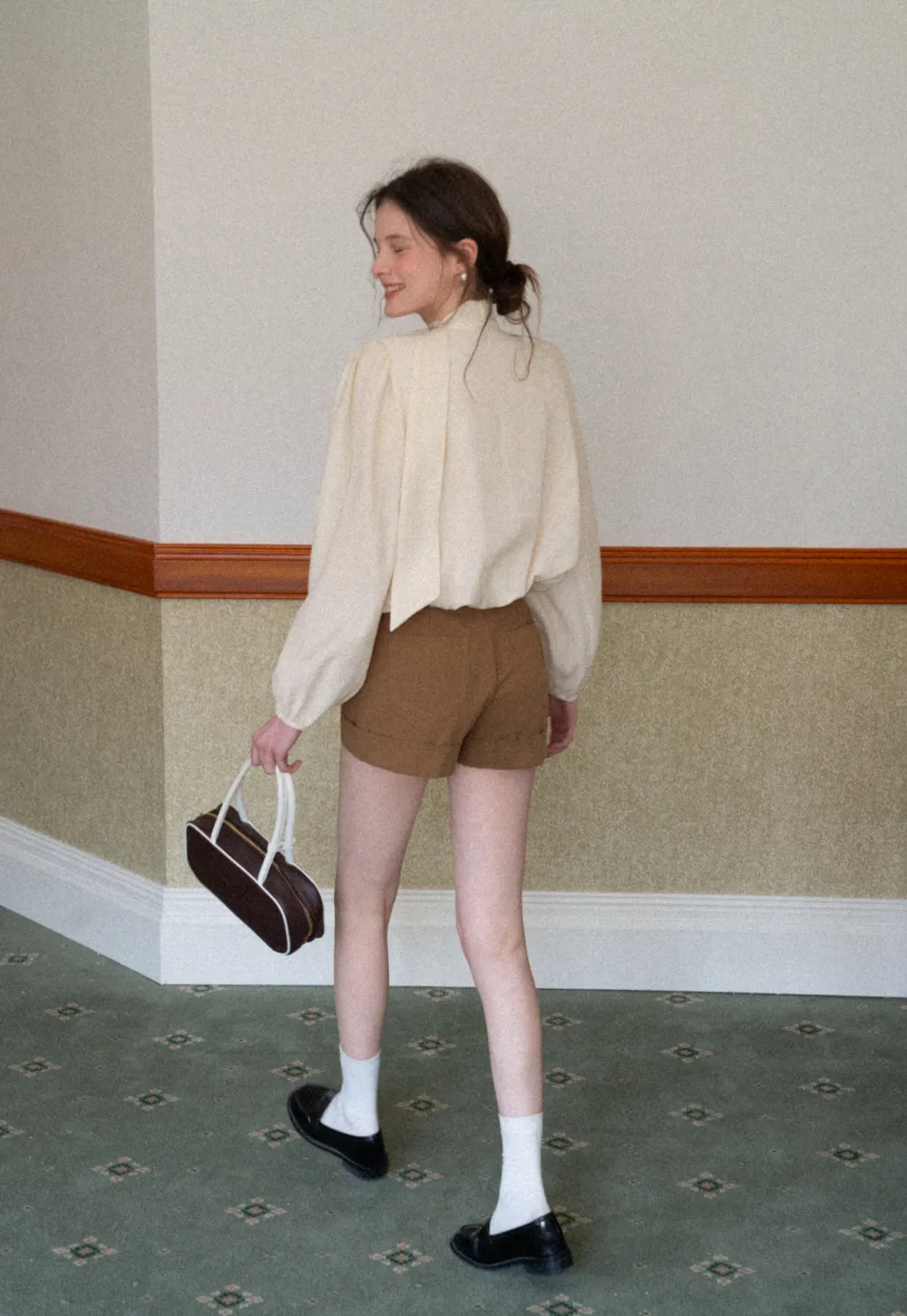 Cropped Tailored Shorts with Cuffed Hem