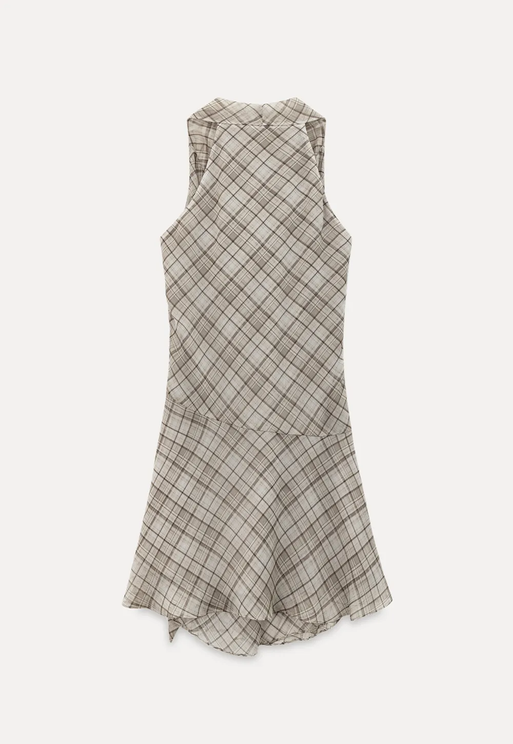 Plaid Halter Neck Wrap Dress with Side Tie