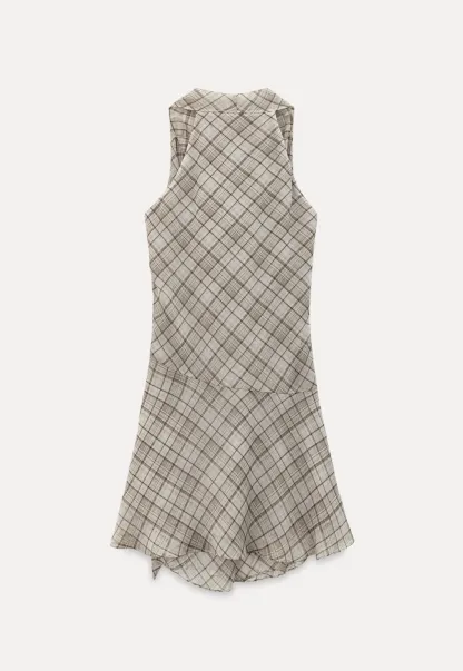 Plaid Halter Neck Wrap Dress with Side Tie