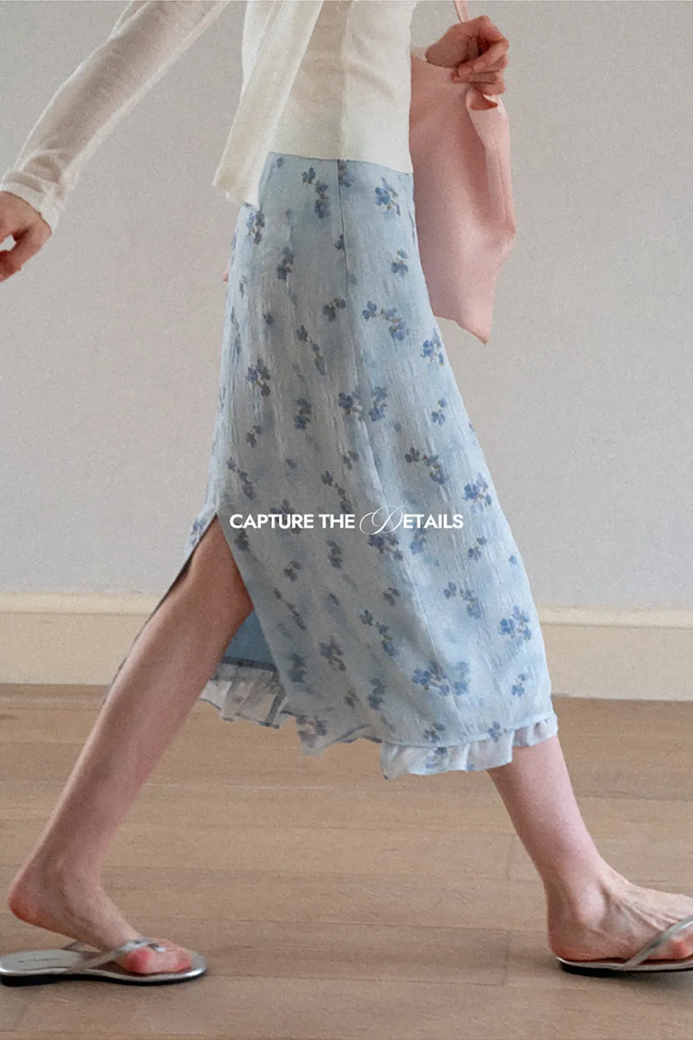 Floral Print Lightweight Flowy Midi Skirt