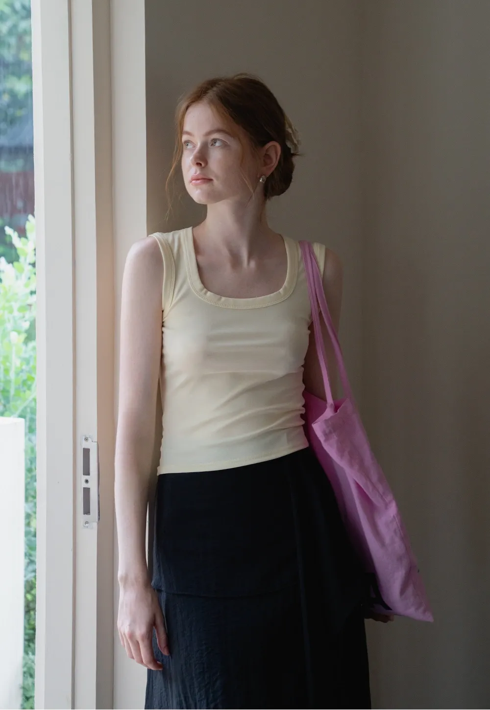 Women's Solid Square Neck Fitted T-Shirt And Tank Top