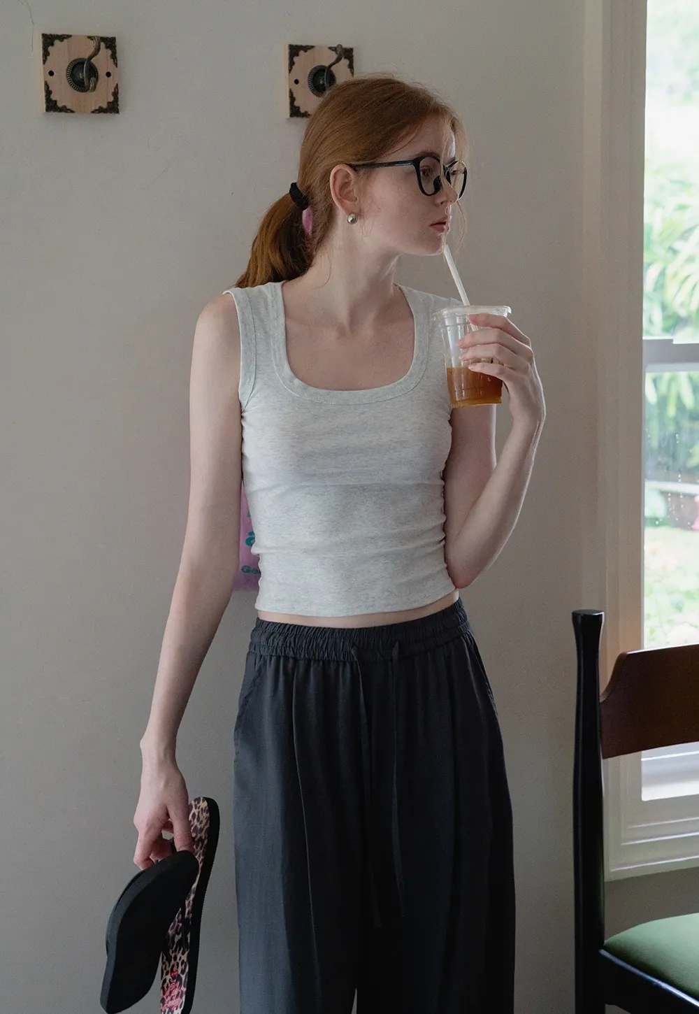 Women's Solid Square Neck Fitted T-Shirt And Tank Top