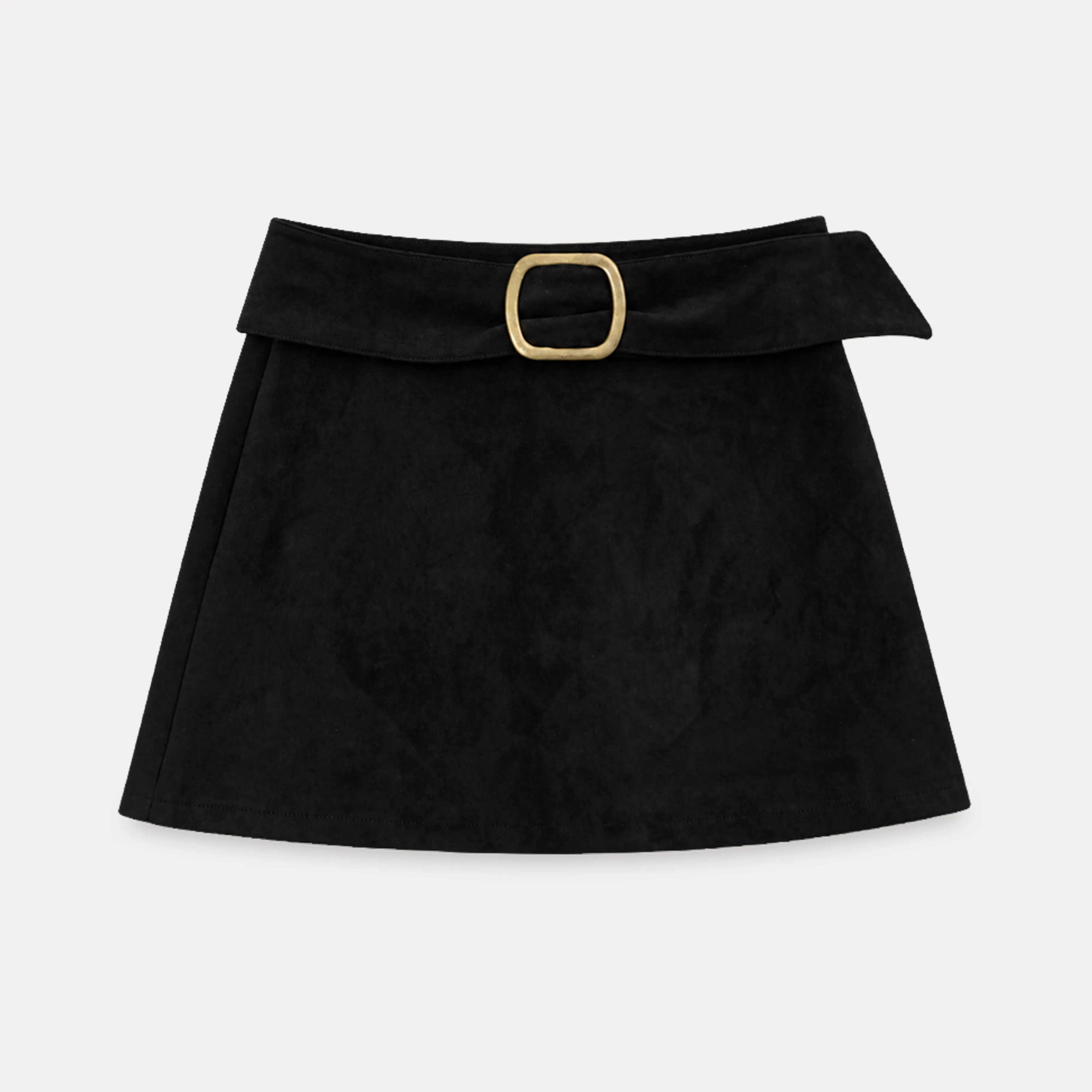 Suede Mini Skirt with Belted Waistband