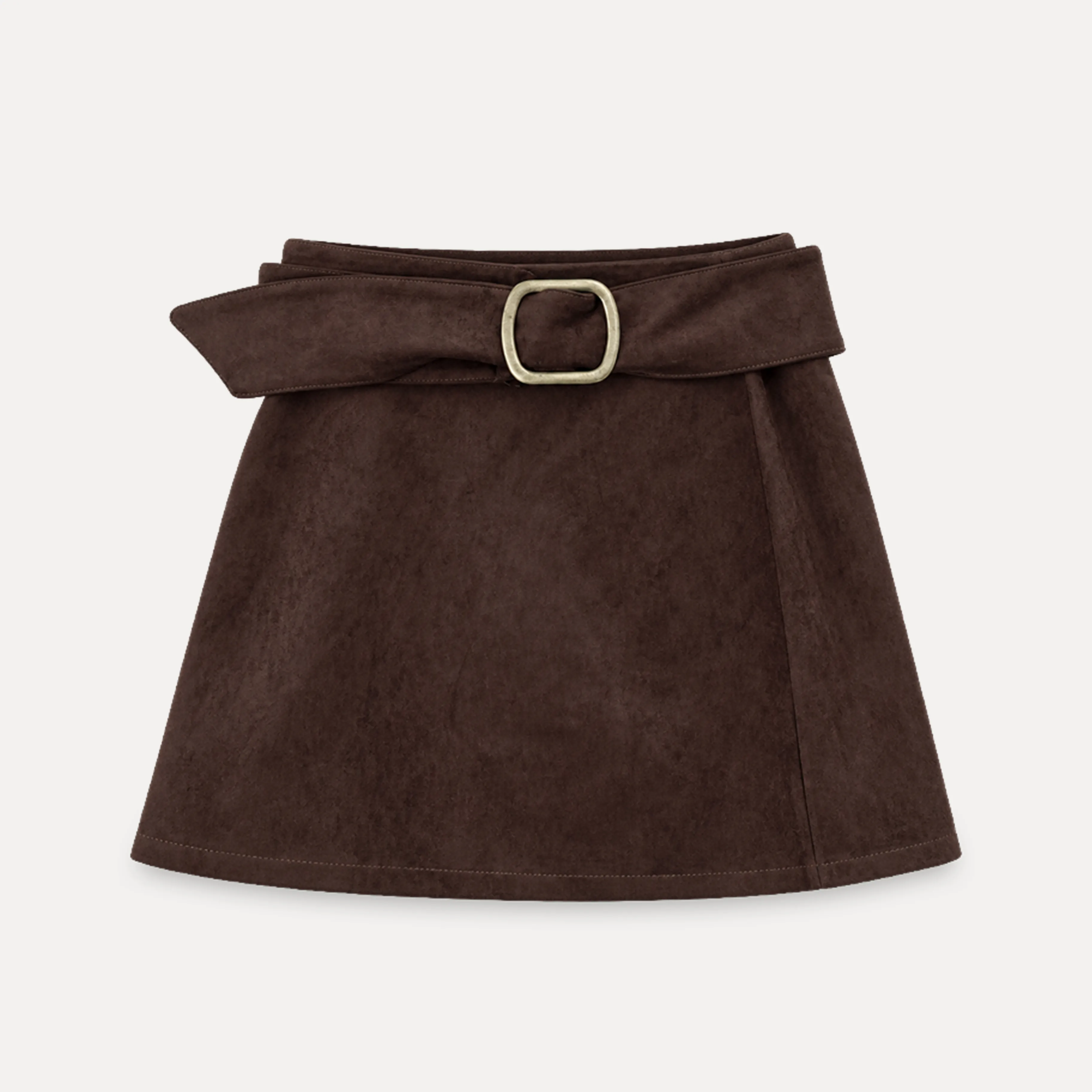 Suede Mini Skirt with Belted Waistband