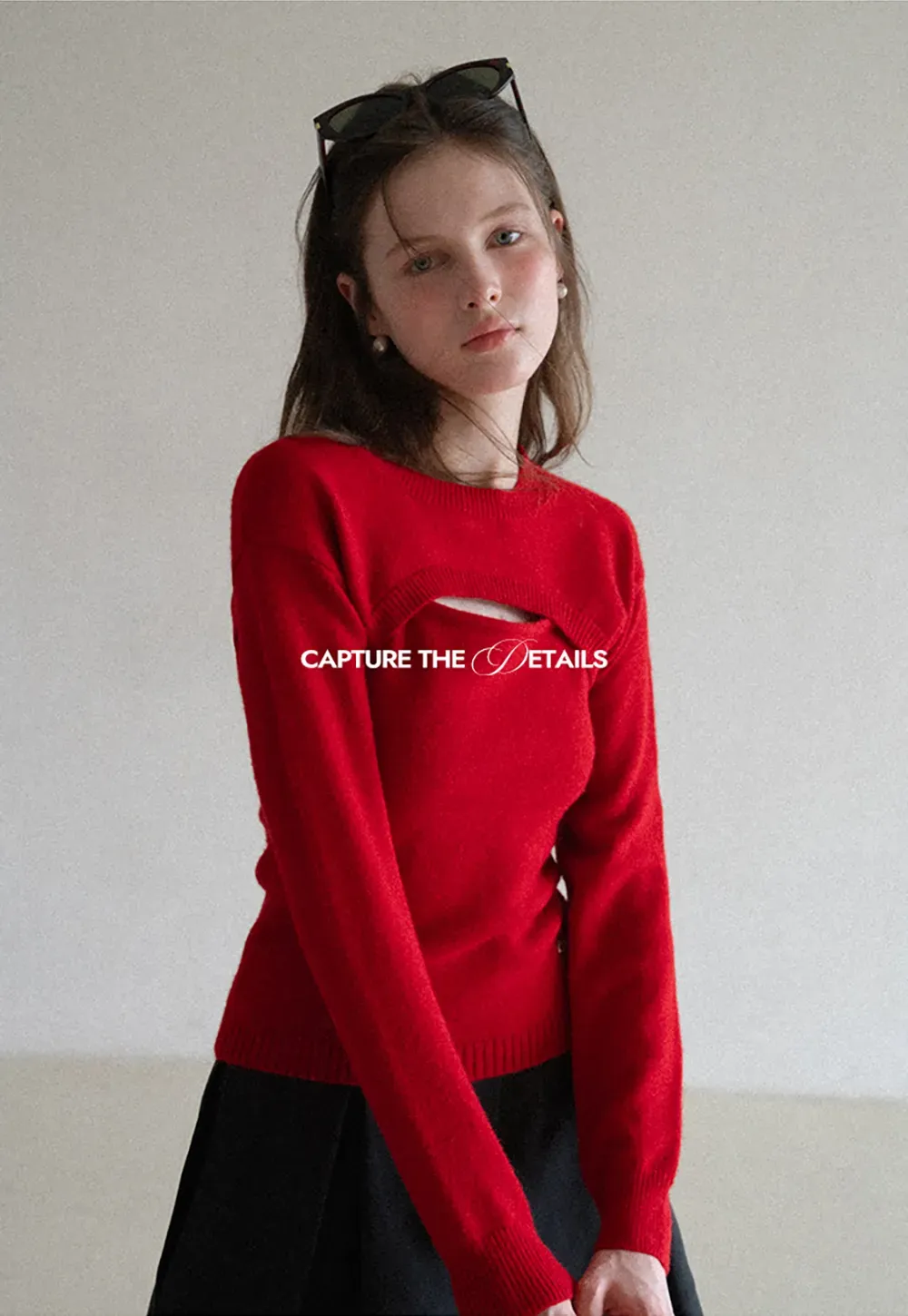 Cutout Detail Round Neck Knit Sweater