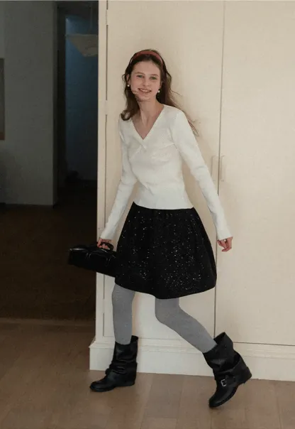 Sparkle Flare Skirt with Elastic Waist