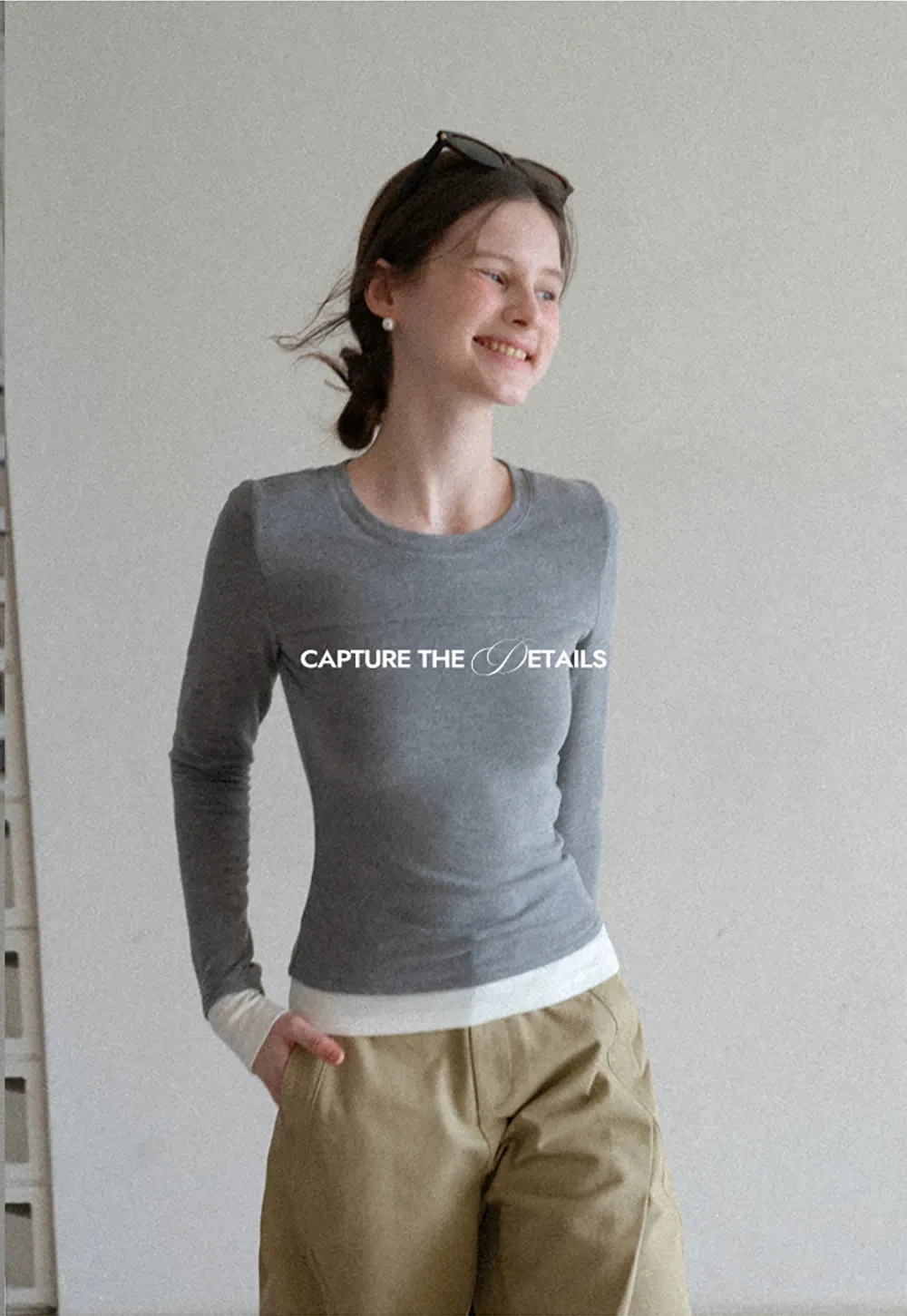 Long sleeve round neck layered t shirt design top